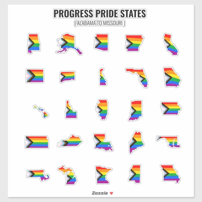 Pegatina Estados del Orgullo del Progreso (A-M) (Hoja)