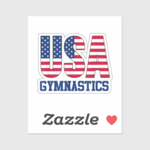 Pegatina Estados Unidos: Deportes de gimnasia con bandera e