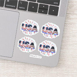 Pegatina Estados Unidos: fuegos artificiales purpurinas de