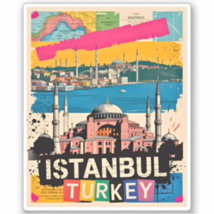 Pegatina Estambul Turquía Hagia Sophia Arte Pop Retro Viaje