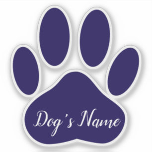 Pegatina Estampa de pata de perro azul con nombre personali