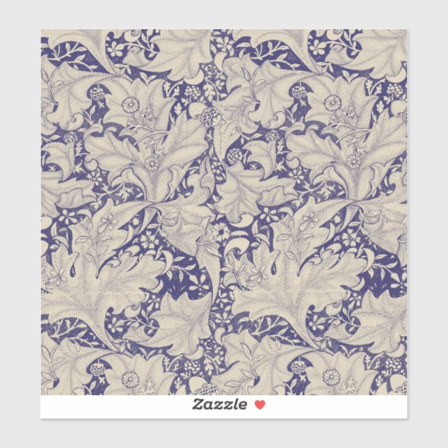 Pegatina Estampado de Alhelí de William Morris Azul Antiguo (Hoja)