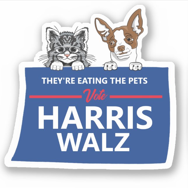 Pegatina Están comiendo a los mascotas - Vote Harris Walz (Anverso)
