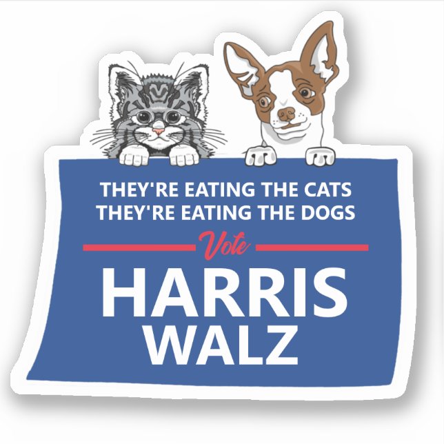 Pegatina Están comiendo a los mascotas - Vote Harris Walz (Anverso)