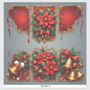 Pegatina Estandartes de Navidad con Poinsettias