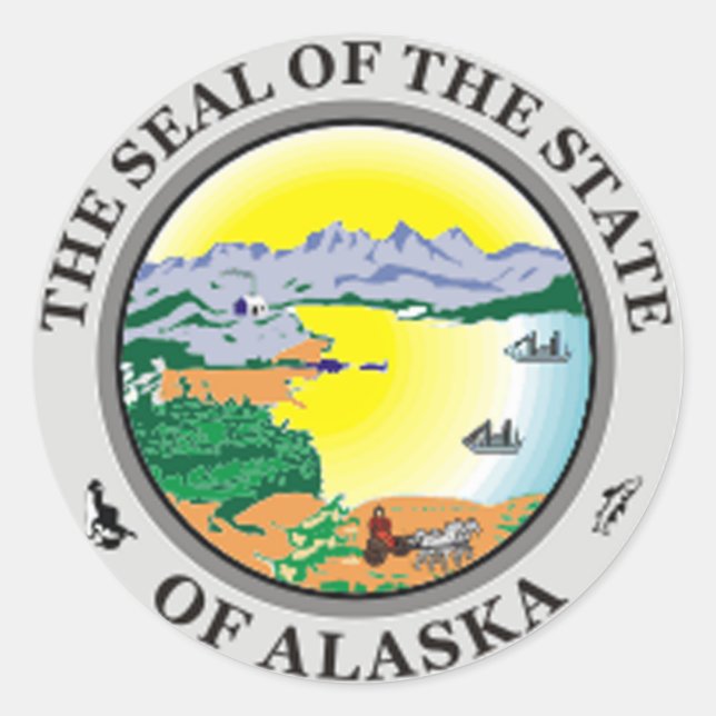 Pegatina Estatal de Sello de Alaska (Anverso)