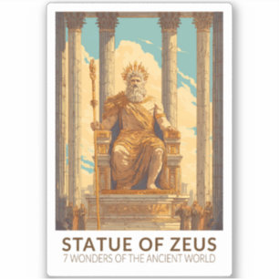 Pegatina Estatua de Zeus Siete Maravillas del Mundo Vintage