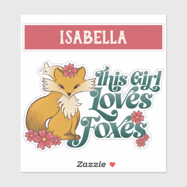 Pegatina Este Chica ama a los zorros con flores (Hoja)