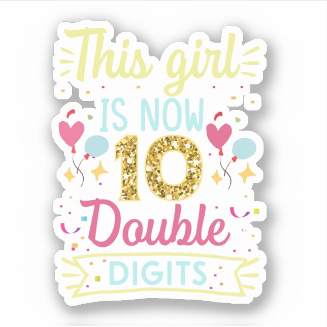 Pegatina Este Chica Es Ahora De 10 Dígitos Dobles (Anverso)
