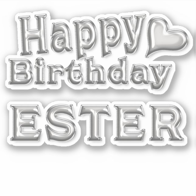 Pegatina Ester Happy Birthday silver Aufkleber Sticker (Anverso)