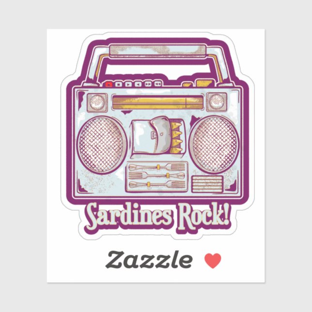 Pegatina Estéreo de la Roca de Sardinas Funny 80 (Hoja)