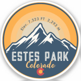 Pegatina Estes Park Colorado Mountains Retro Sunset Skiing
