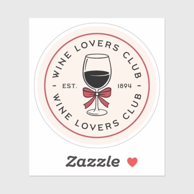 Pegatina Estética de la coqueta roja preppy amante del vino (Hoja)