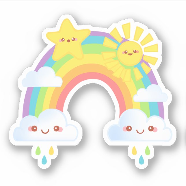 Pegatina Estética del arcoiris colorido (Anverso)