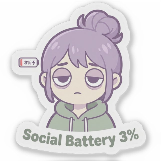 Pegatina estética linda de batería social 3% (Anverso)