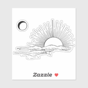 Pegatina estético mínimo de sol y luna