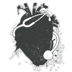 Pegatina estetoscopio anatómico del corazón