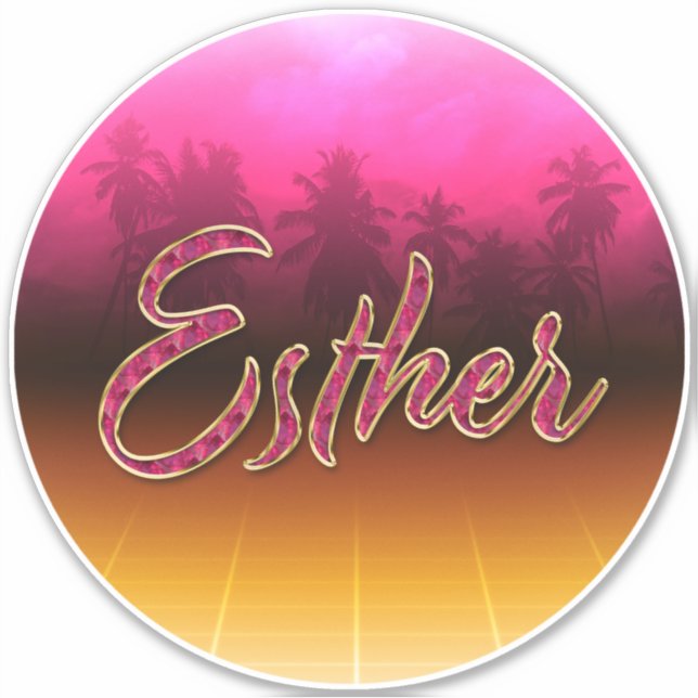 Pegatina Esther Vorname Name golden pink Aufkleber Sticker (Anverso)