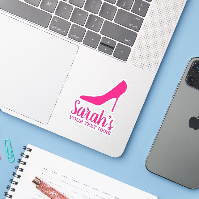 Pegatina Estilettos de tacón alto rosado zapato personaliza (Ordenado portátil con iPhone)