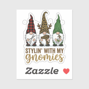 Pegatina Estilismo Con Mis Gnomos Peluquero Navidad