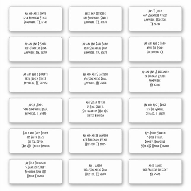 Pegatina Estilo Art Deco 18 Direcciones de nombres individu (Anverso)