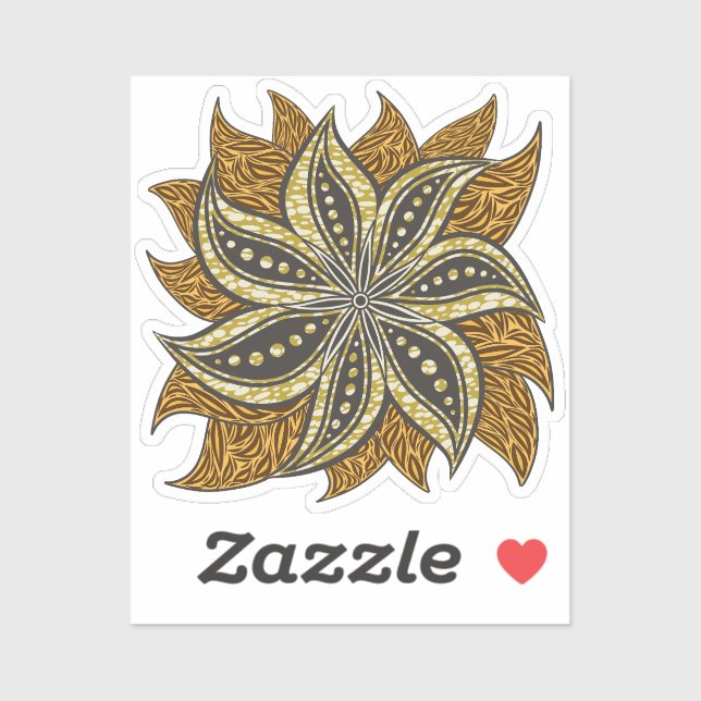 Pegatina Estilo de Batik Floral Resumen Africano (Hoja)