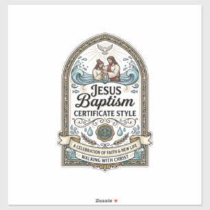 Pegatina Estilo de Certificado de Bautismo de Jesús Certifi
