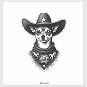 Pegatina Estilo de grabado de vaquero vintage Chihuahua occ