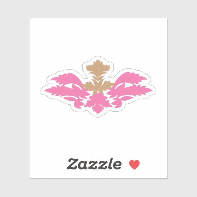 Pegatina Estilo decorativo, rosa caliente, bronce antiguo (Hoja)