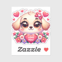 Estilo kawaii Cute Puppy con mensaje de amor