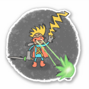 Pegatina estilo libro de historietas de Laser Boy