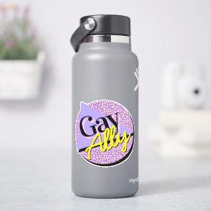 Pegatina Estilo Memphis del amarillo morado de aliado gay d
