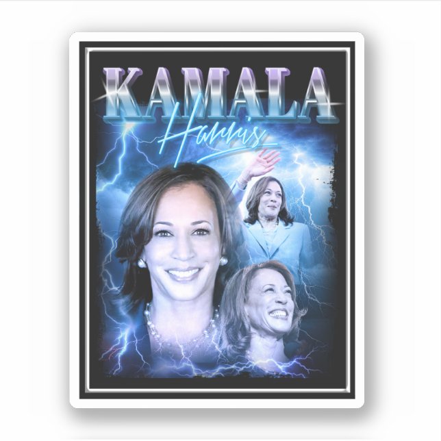 Pegatina Estilo Retro 90 de Kamala Harris (Anverso)