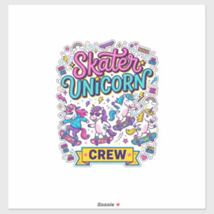 Pegatina Estilo Retro de Impresión bajo Demanda de Unicorni