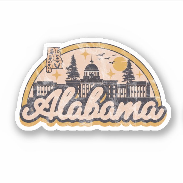 Pegatina Estilo Vintage de Alabama (Anverso)