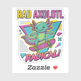 Pegatina Estilo vintage de los 90 Axolotl Skateboard Rad ne