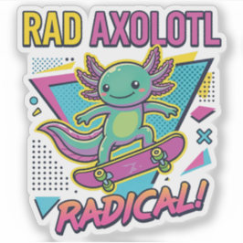 Pegatina Estilo vintage de los 90 Axolotl Skateboard Rad ne