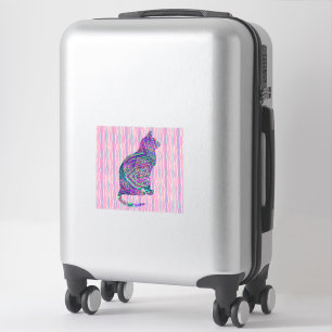Pegatina estilo vintage de silueta de gato de arte
