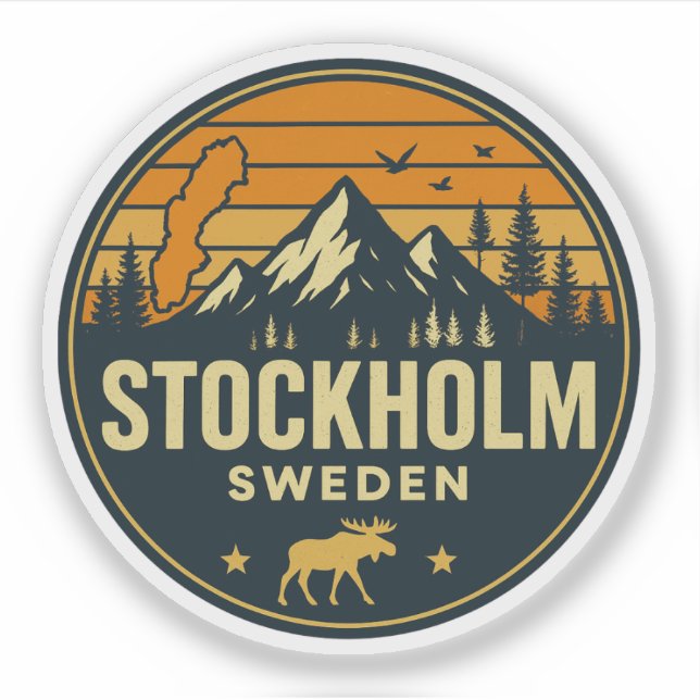 Pegatina Estocolmo, Suecia Sverige (Anverso)