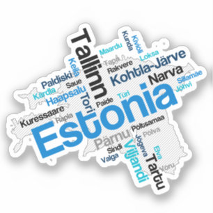 Pegatina Estonia Mapa Ciudades