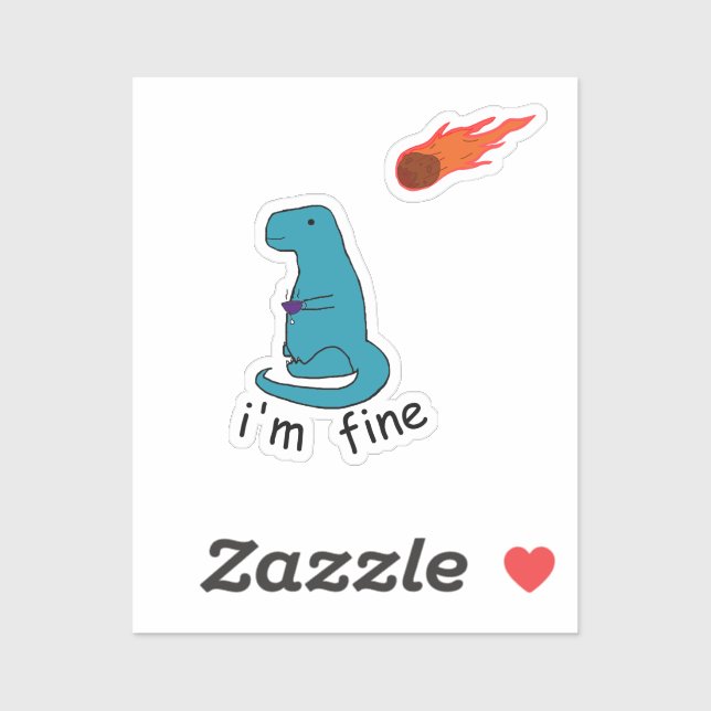 Pegatina "estoy bien" dino (Hoja)