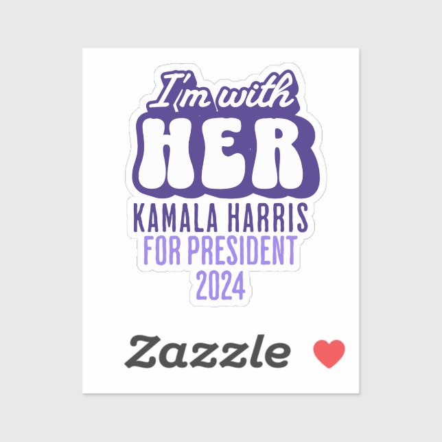 Pegatina Estoy con su texto Kamala Harris para la president (Hoja)