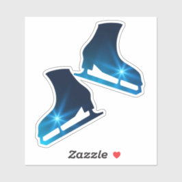 Pegatina estrella azul de la pareja de patines de hielo del