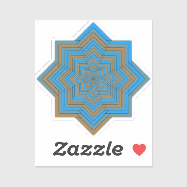 Pegatina Estrella azul y ámbar (Hoja)