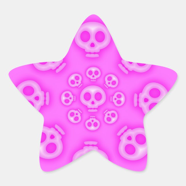 Pegatina Estrella Candy Rosa del Algodón Oscuro (Anverso)