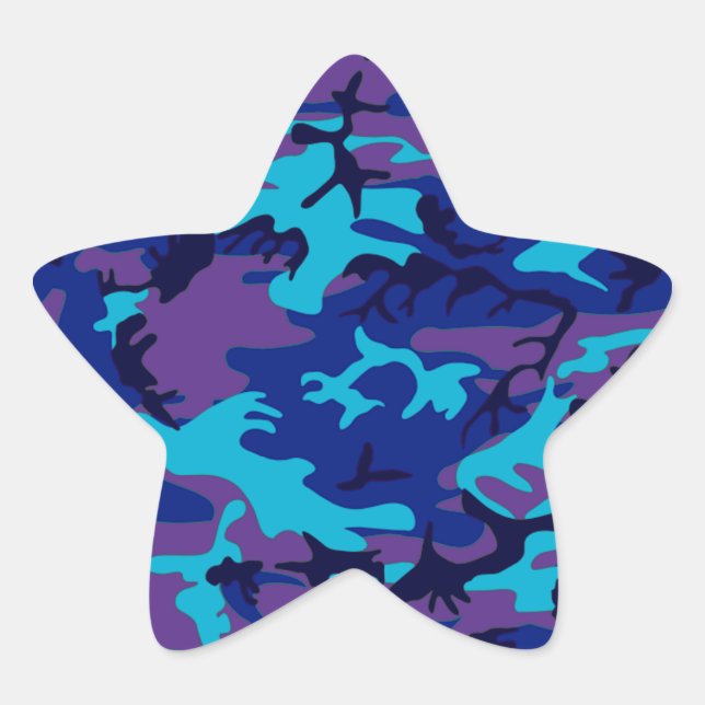 Pegatina estrella de camuflaje azul oscuro y morad (Anverso)