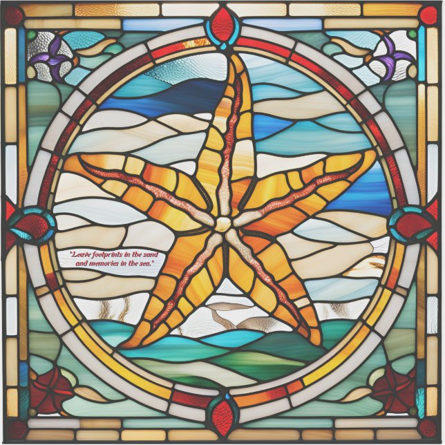 Pegatina Estrella de Mar de Vidrio Pintado Falso (Anverso)