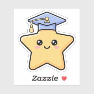 Pegatina Estrella Dorada de Graduación Kawaii Lindo Lo Logr