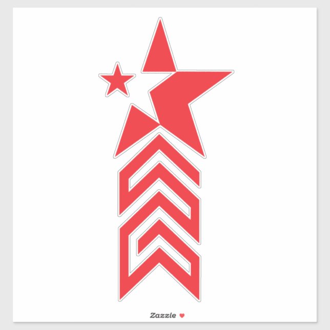 Pegatina Estrella Roja con Flechas de Chevron (Hoja)