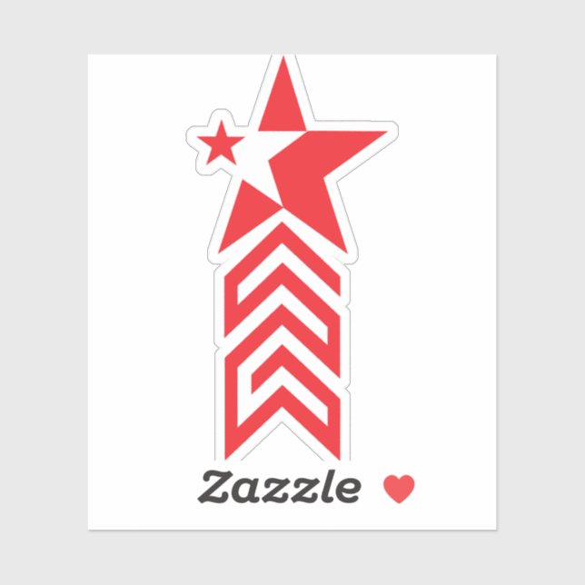 Pegatina Estrella Roja con Flechas de Chevron (Hoja)